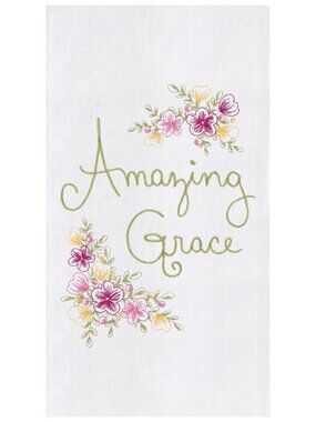 C&F Bathroom Flour Sack Hand Towel Scripture " Amazing Grace"  27" x 20" NEW
